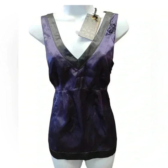 Peppercorn Purple & Black Beaded  Sequins Sleeveless Top Size Small - Picture 1 of 9